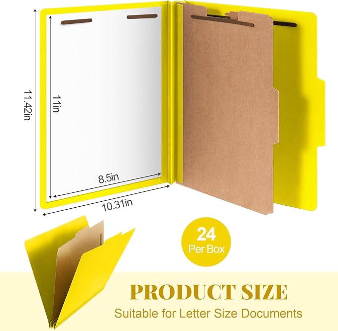 Skyygemm 24 Pcs Classification Folders Letter Size, 1 Divider Pressboard File - Image 2