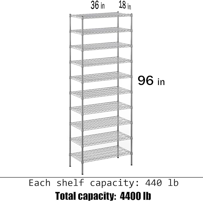 Regal Altair 18" Deep x 36" Wide x 96" Height Wire Shelving Kit | 10-Tier | NSF - Image 3