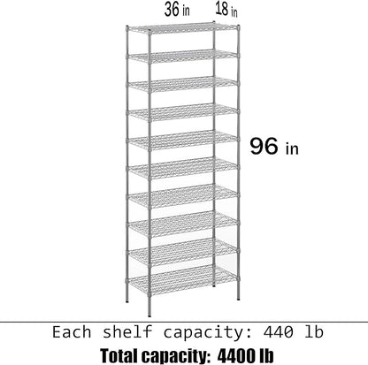 Regal Altair 18" Deep x 36" Wide x 96" Height Wire Shelving Kit | 10-Tier | NSF - Image 3