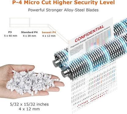 Bonsaii 12 Sheet Micro Cut Paper Shredder | 60-Minute Continuous Run Time | - Image 3