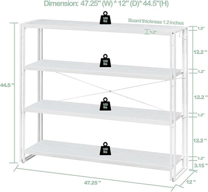 HCHQHS Bookshelf, 4-Tier Industrial Bookcase, Freestanding Tall Bookshelves - Image 3