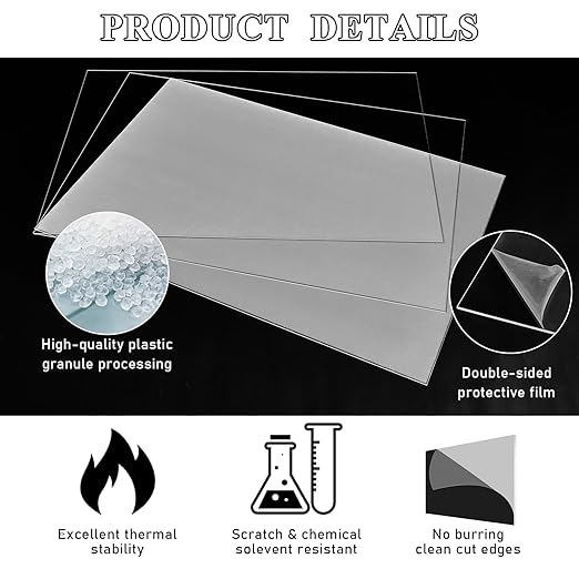 Roowest 1 Pcs 24 x 48 Inch, 1/8 Inch Thick Clear Acrylic Plexiglass Sheets - Image 4