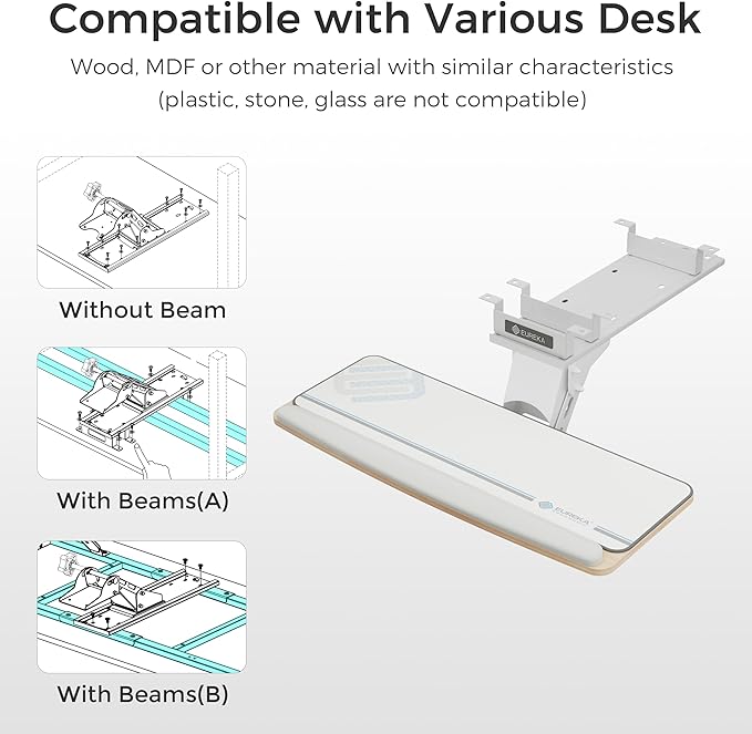 EUREKA ERGONOMIC Keyboard Tray Height Adjustable, Swivel Tilt Computer Keyboard - Image 8