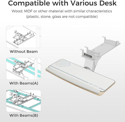 EUREKA ERGONOMIC Keyboard Tray Height Adjustable, Swivel Tilt Computer Keyboard - Image 8