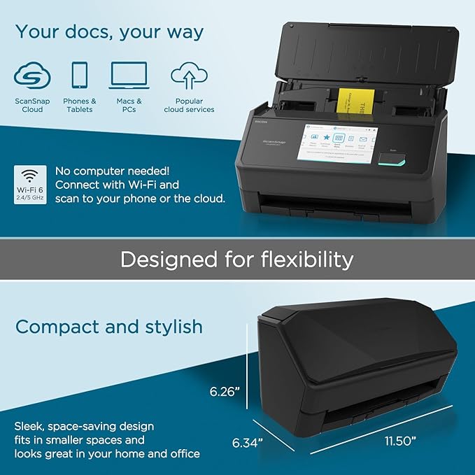 ScanSnap iX2500 Premium Wireless or USB High-Speed Cloud Enabled Document - Image 3
