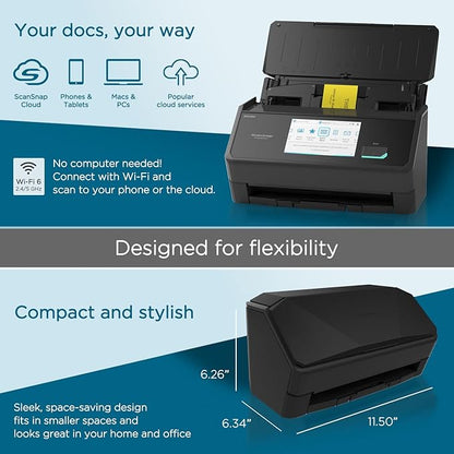 ScanSnap iX2500 Premium Wireless or USB High-Speed Cloud Enabled Document - Image 3