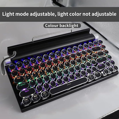Adventurers Typewriter Style Retro Mechanical Keyboard LED Backlight 83 Keys - Image 4