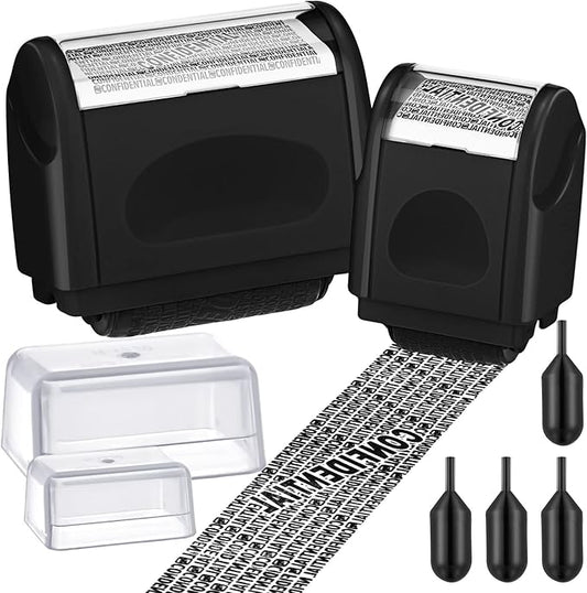 Nezyo 2 Pack Identity Protection Roller Stamp Identity Theft, Confidential by Nezyo