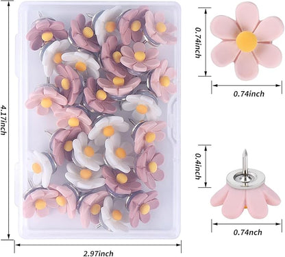 wusuowea Flower Push Pins, Feature Map, Bulletin Board, Office or Home - Image 2