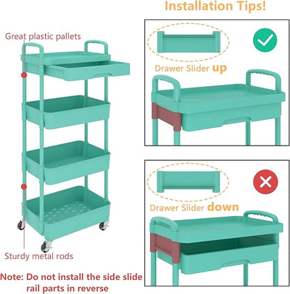 Calmootey 4-Tier Rolling Utility Cart - Image 6