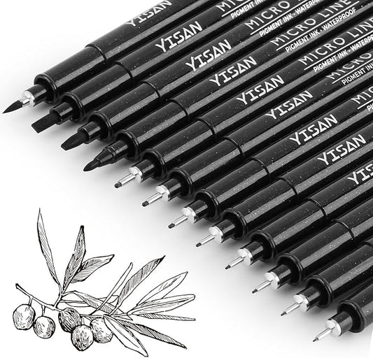 YISAN Drawing Art Pens, Micro Fineliner Pens, Fine Tip Manga Markers by YISAN