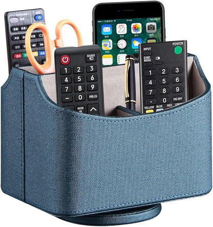 PUSU Remote Control Holder PU Leather 360 Degrees Rotatable Desktop Supply by PUSU