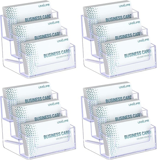 Uniclife 4 Pack Acrylic Business Card Holder by UnicLife