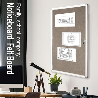BIBOC Enclosed Felt Bulletin Board 36x24 inch Lockable Cork Noticeboard Display - Image 5