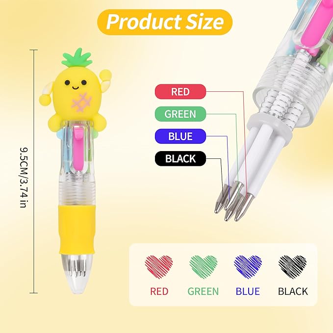 LiYiQ 100 PCS Multicolor Pen in One Fun 4-in-1 Cute Pens Bulk Kawaii Cool - Image 2