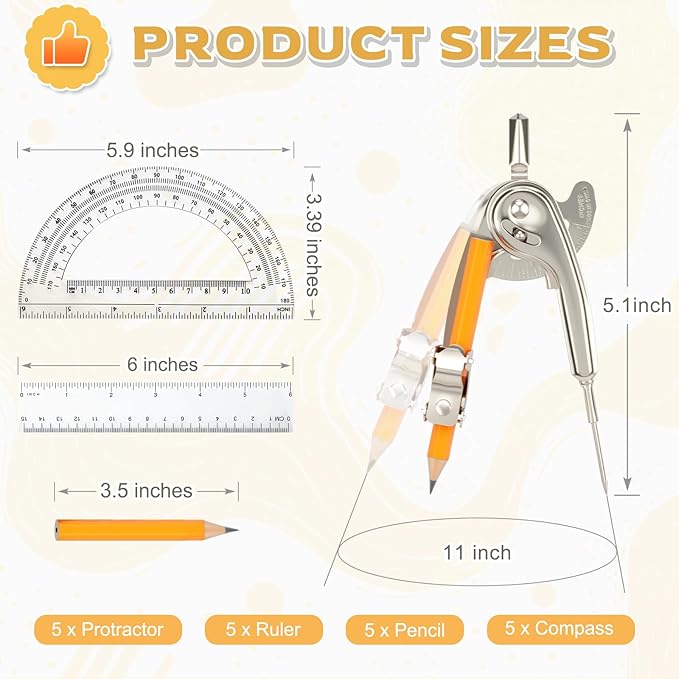 20 Pieces Geometry Math Set Compass - Image 2