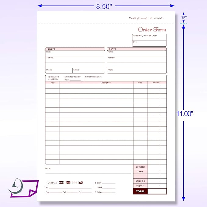 NextDayLabels - NCR Carbonless Order Forms, Bound Wraparound Cover, 50 Sets per - Image 3