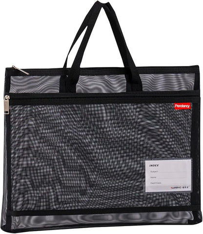 Pendancy Mesh Zipper Pouch A4 Size, Large Double Pocket Lightweight Nylon by Pendancy