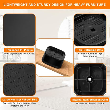 shouwuhho 4 Pack Furniture Risers Adjustable Bed Risers Heavy Duty Lifts Height - Image 3