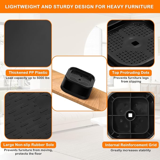 shouwuhho 32 Pack Furniture Risers Adjustable Bed Risers Heavy Duty Lifts - Image 3