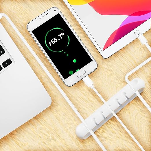 USB Cable Organizer Clips Cord Holder, 8 Packs White Self Adhesive Desk Cord - Image 3