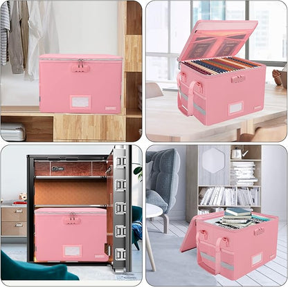 ENGPOW File Box with Lock, Fireproof Document Box with Zipper＆Pockets, - Image 2