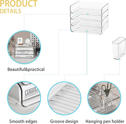 FANXIYQ 4-Tier Stackable Paper Tray Organizer - Image 3