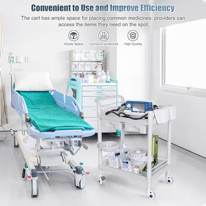 Medical Carts with Wheels 2 Tier Mobile Esthetician Cart 220 LBS Load Hospital - Image 9