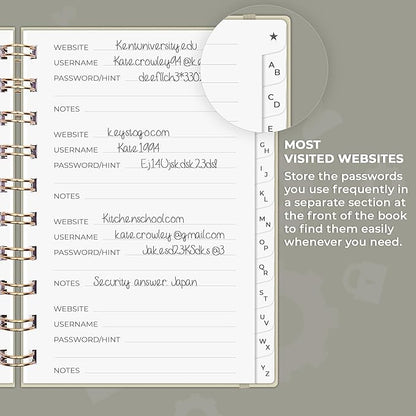 Clever Fox Password Book Spiral – Mini Internet Address & Password Organizer - Image 4