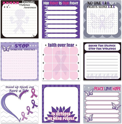 Lovarywow Domestic Violence Awareness Sticky Notes Gifts, 9 Pack Domestic by Lovarywow