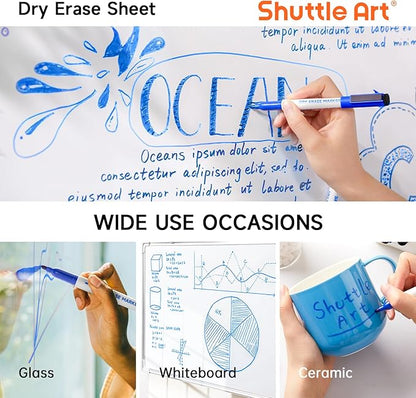 Shuttle Art Blue Dry Erase Markers, 60 Pack Magnetic Whiteboard Markers - Image 4