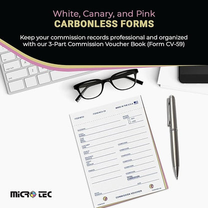 Commission Voucher Book CV-59-3 Part Carbonless Forms, Triplicate NCR Receipt - Image 2