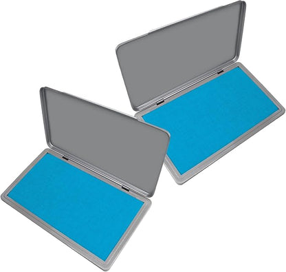 2 Pack Metal Case Stamp Pad Large Size, Light Blue Color by ZIGEL