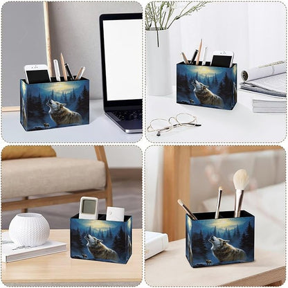 Famame 3D Animal Howling Wolf Moon Pencil Holder - Image 3