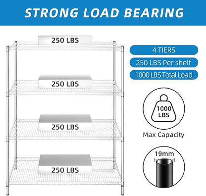 Guan River 4-Shelf Adjustable Metal Shelf Wire Shelving Unit Heavy Duty Storage - Image 4