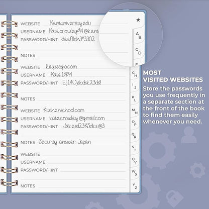 Clever Fox Password Book Spiral – Internet Address & Password Organizer - Image 4