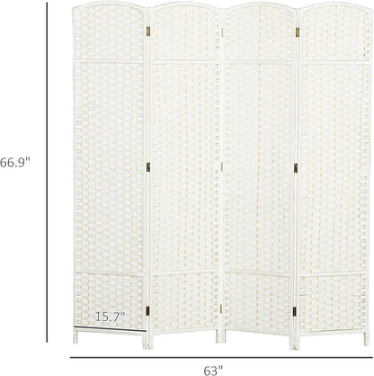HOMCOM Room Divider, 4 Panel Folding Privacy Screen, 5.6' Tall Freestanding - Image 7