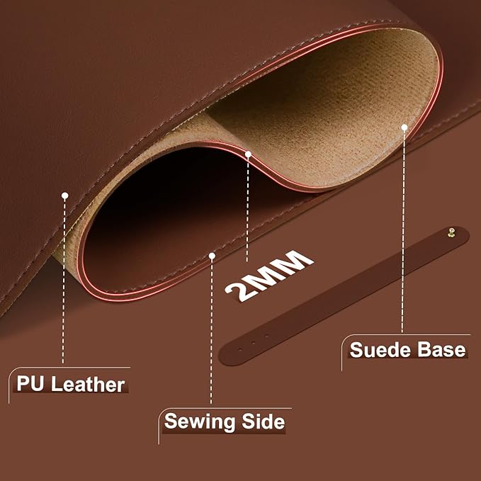 Leather Desk Pad Protector, 39.4'' X 17'' Large Mouse Pad, Office Desk Mat - Image 2