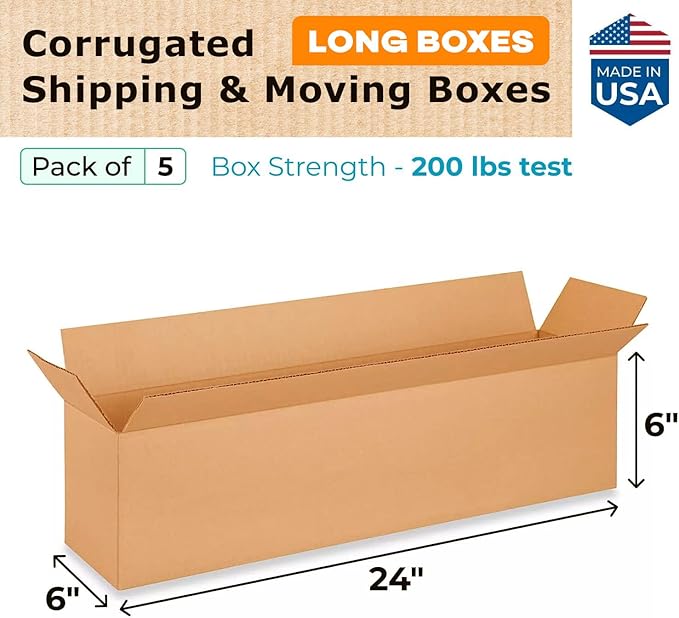 Long Moving & Shipping Boxes 24 x 6 x 6 inches - Image 2