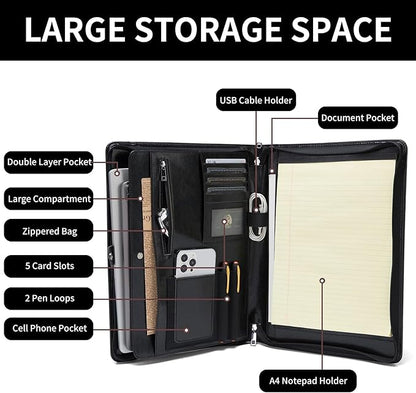Geslun Vegan Leather Portfolio, Legal Size 8.5 x 14 Pad Holder, Business - Image 5