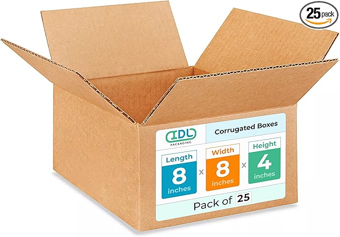 Small Moving & Shipping Boxes 8"L x 8"W x 4"H by IDLPackaging