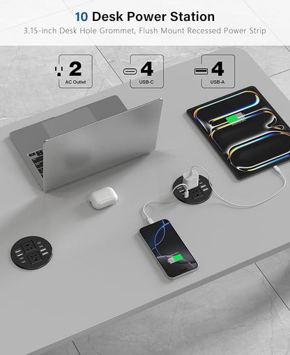 Jgstkcity Power Strip, Desktop Recessed Power Grommet, 40W Total USB C Fast - Image 4