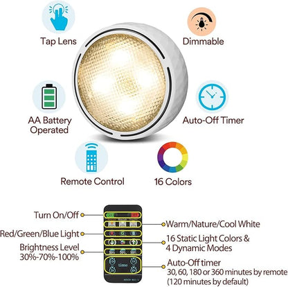 Onumii LED Puck Lights Battery Operated LED Under Cabinet Lighting Wireless - Image 6