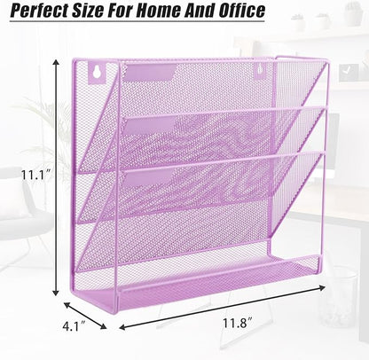 EASEPRES Desk File Organizer Mesh 4-Tier, Hanging Wall Mount Document - Image 2