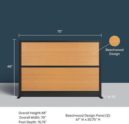 Stand Up Desk Store Beechwood Aesthetic Modular Walls | 70" W x 48" H Modular - Image 3