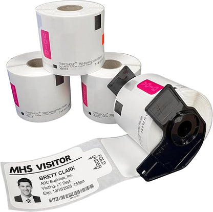 Threshold 3.25 Inch Tab Expiring Visitor Badges on a Roll | 4 Rolls Compatible by ThresholdVisitorManagement