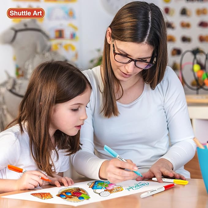 Shuttle Art 30 Colors Permanent Markers, Fine Point, Works on Plastic, Metal - Image 6