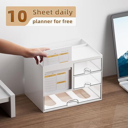 Marbrasse Desk Organizer with 3 Drawer, Desk Organizers and Accessories with 4 - Image 3