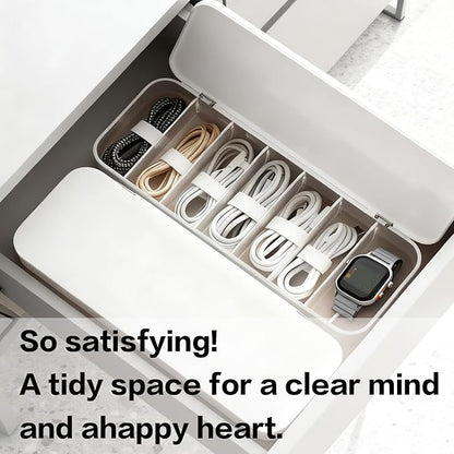 Cord Organizer Box with Lid, 7 Compartment Cable Management with 7 Wire Ties - Image 7