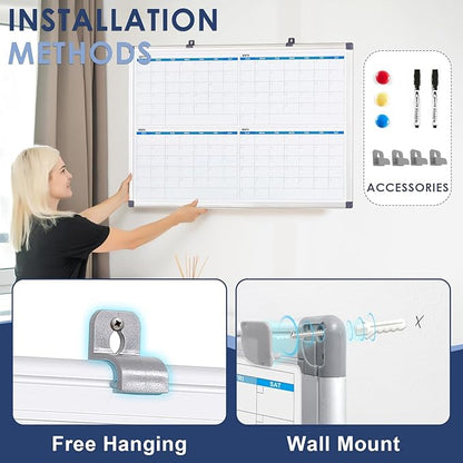MAKELLO Large Magnetic Dry Erase Calendar Whiteboard Quarterly 36" x 24" - Image 6